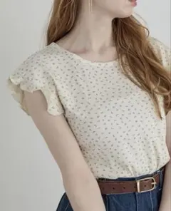 【Crisp】8/4まで発送❌　小花柄 フリル袖 トップス tシャツのサムネイル