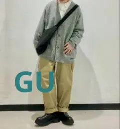 GU ブラッシーニットVネックカーディガン　グレー　男女兼用　Mサイズ