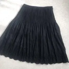組曲　スカラップレース　プリーツスカート　黒