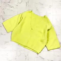 フレームワーク ウール混 深Vネックニット セーター 黄緑 F*HD1108