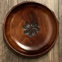 四国彫 漆塗り 漆器 菓子皿 天然木 直径：約20cm