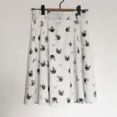 179/WG 猫柄 膝上スカート シャム猫 白 フレア ウエストゴム 裏地ありのサムネイル