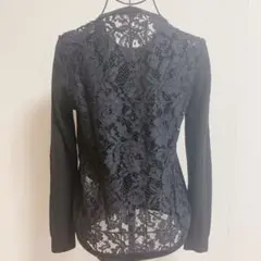 Theory セオリー 背中レース ニット ブラック S 薄手 クルーネック