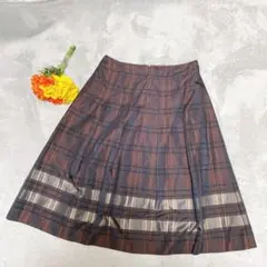 美品【ジョルジュレッシュ】チェック柄フレアスカート 38 M イトキン 日本製