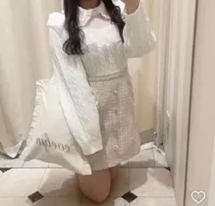 evelyn シフォン襟ニット ホワイト 白のサムネイル