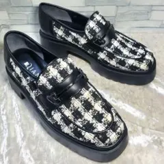 【未使用級】✨DIANA ダイアナ 24cm ビットローファー 厚底 ツイード