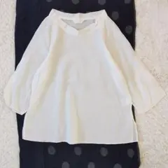 ギャルリーヴィー 2way コットン キュプラ プルオーバー ブラウス 白 F