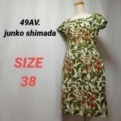 ✨新品✨49AV.ジュンコシマダ 大胆なローズ柄とウエストリボンが美しい 