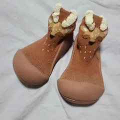 鹿デザイン ブラウンソックスシューズ