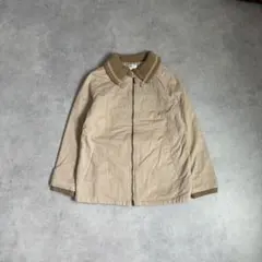レディース ワークジャケット リブ襟 ベージュ ジップ ブルゾン アメカジ M