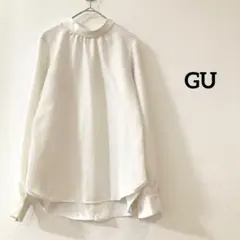 ジーユー　GU ハイネックブラウス　トップス　ホワイト　S