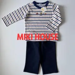【上下セット♪】ミキハウス★新品 70-80㎝ ストライプ セットアップ