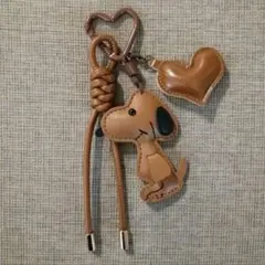 じゃらじゃらキーホルダー チャーム パラコード 犬 ハート ブラウン