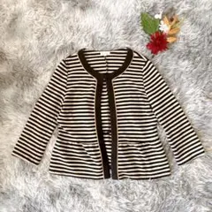 Ropé Picnic ロペピクニック（M）長袖 カーディガン ボーダー柄 上品