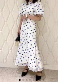 CELFORD（セルフォード）フラワージャガード裾フレアワンピース