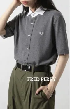 未使用　FRED PERRYフレッドペリー　ポロ素材　クレリックシャツ　グレーのサムネイル