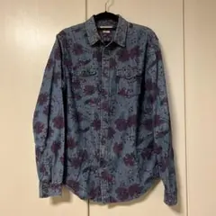 ZARA MAN フラワープリント デニムシャツ M