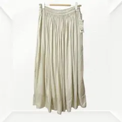 1330☆ユニクロ UNIQLO ギャザーロングスカート　M ベージュ
