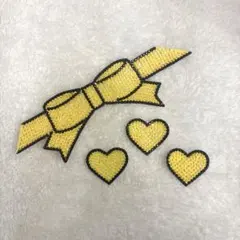 デコうちわ デコパーツ リボン ハート セット 黄色 イエロー