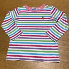 ミキハウス　Tシャツ　長袖　90㎝　ボーダー　クマさん　ピンク