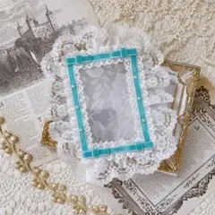 B8サイズ トレカケースデコ 硬質ケース 硬化ケース レースデコ ライトブルー