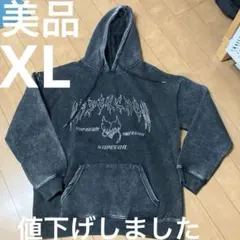 ダークグレー フロントロゴ パーカー裏起毛