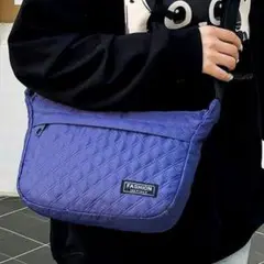 ネイビー キルティング ショルダーバッグ大容量買い物旅行韓国レディース