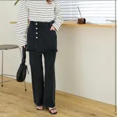 [Discoat] [ディスコート] USコットンデニムラップスカートパンツ