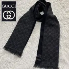 ❤美品箱付き❤GUCCI マフラー ストール ショール スカーフ❤ブラック人気❤ グッチ GUCCI スカーフ バンダナ ストール ブラック レディース GUCCI