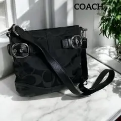 COACH コーチ　ショルダーバック　サコッシュ ブラック　レザー&キャンバス