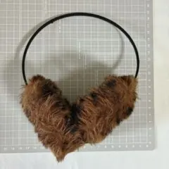 中古 USED 匿名 可愛い イヤーマフ 耳当て ヒョウ柄 豹 ブラウン 茶系