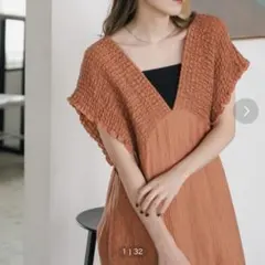 Kastane シャーリングVネックオールインワン