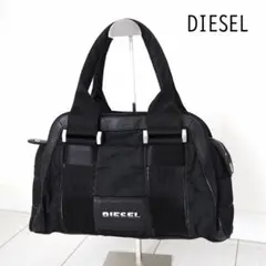 DIESEL ディーゼル レザーパーツ ロゴ入りブラック ハンドバッグ