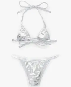 R-STYLE マイクロビキニ シルバー 極小水着 セクシー ニーハイ付き