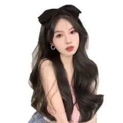 ロング 茶 春夏 ゆる巻き コスプレ 【人気再入荷♪】 リボンつき ウィッグ