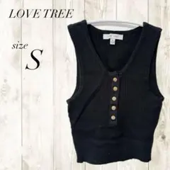 LOVE TREE ブラック タンクトップ S レディース ショート丈