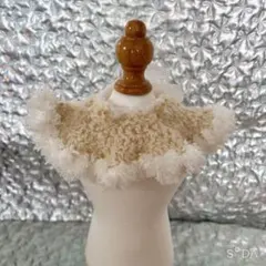 わんちゃん用ケープ 毛糸 ベージュ 白 dog キャット accessory 冬
