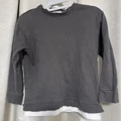 グレー 長袖トレーナー レイヤードスタイル　裏起毛140