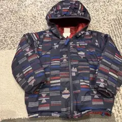 Patagonia キッズ 4T ダウン リバーシブル 幾何学模様 赤
