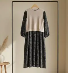 【GLACIER】フラワープリントレイヤードワンピース