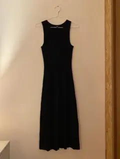 UNIQLO 黒のノースリーブロングワンピース RIBBED DRESS