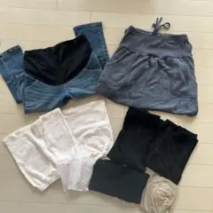 マタニティボトムスセット　パンツ　スカート　レギンス　タイツ