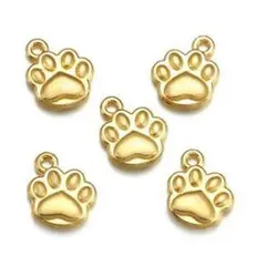 犬の足跡ゴールドチャーム5個セット
