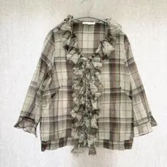美品✦KEI Hayama PLUS フリルシャツブラウス M ブラウン 日本製