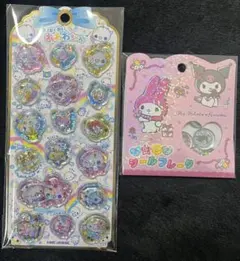 おはじきシールフレーク ウォーターシール 2種 あわわちゃん クロミ マイメロ