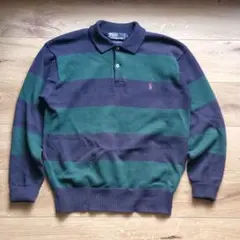 【Polo Ralph Lauren】90s ラガー ニット ボーダー ポロ S