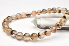 母岩入り！ ヘマタイトインタイチンルチルクォーツ　7mm　天然石ブレスレット