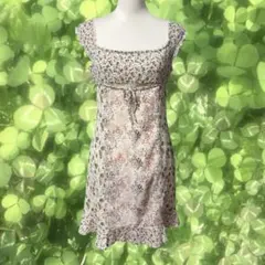 森ガール フェアリーグランジ 花柄ノースリーブミニワンピース 白