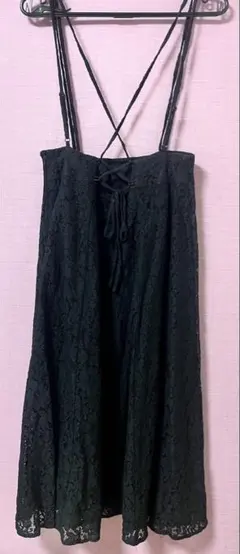 レーススカート　ブラック キャミワンピ　ジャンスカ