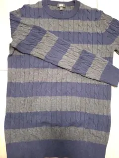 UNIQLO ケーブルニットセーター ネイビー×グレー